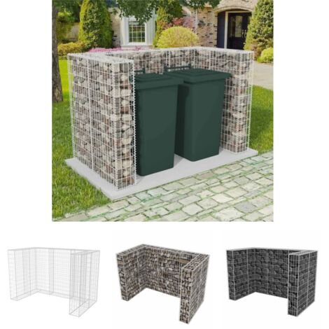 The Living Store - Gabionen-Mülltonnenverkleidung für 2 Tonnen Stahl 180x100x120cm