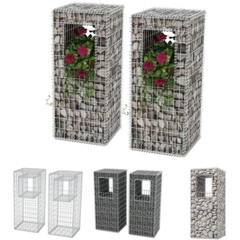 The Living Store Gabionenkorb Pfosten/Pflanzkasten 2 Stk. Stahl 50×50×120 cm -  Zaunpfosten & -querlatten