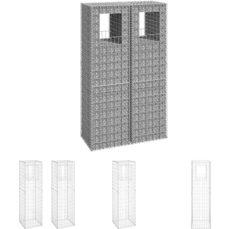 The Living Store Gabionensäulen 2 Stk. 50x50x180 cm Eisen -  Zaunpfosten & -querlatten