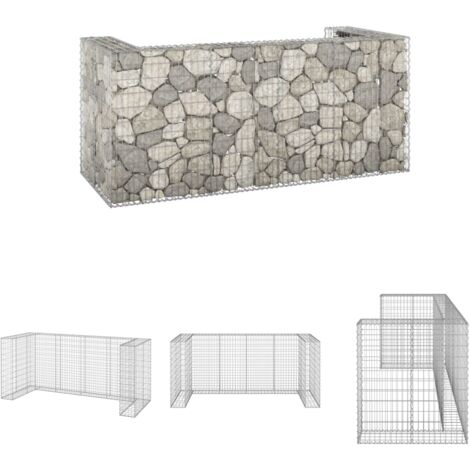 The Living Store Gabionenwand für Mülltonnen Verzinkter Stahl 254x100x110 cm - Abfallbehälter-Verkleidungen