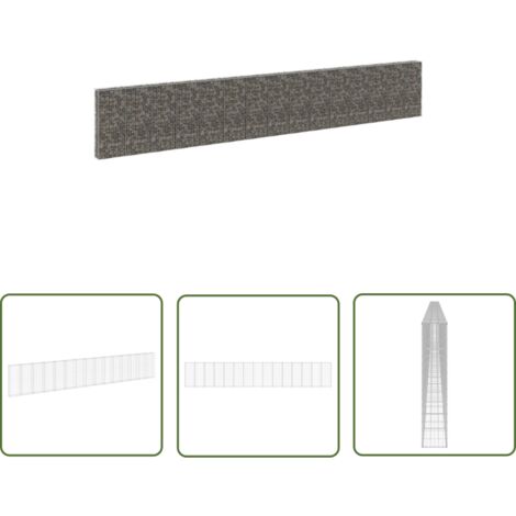 The Living Store Gabionenwand mit Abdeckung Verzinkter Stahl 900x30x150 cm - Gabionenwand - Stahllandschaftsgestaltung - Gartenzubehör - Zaunfelders - Terrassenbegrenzung