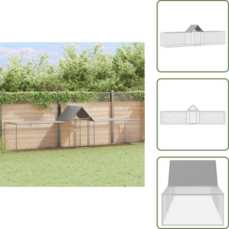 The Living Store Gallinero acero galvanizado 5x1x1,5 m - Gallinero galvanizado