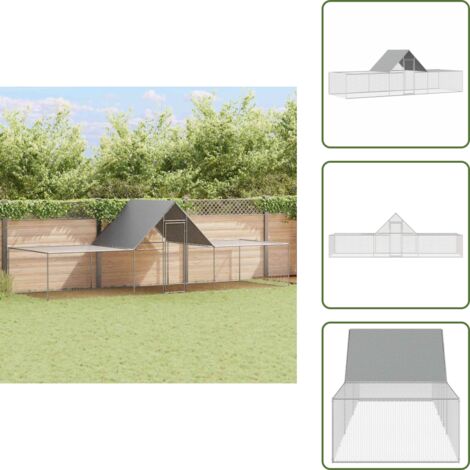 The Living Store Gallinero acero galvanizado 6x2x2 m - Gallinero para pollos
