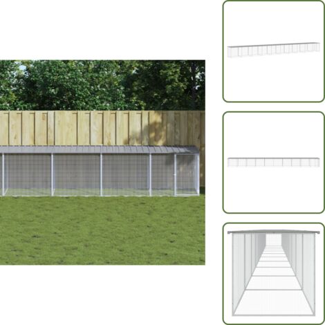 The Living Store Gallinero con techo acero galvanizado gris claro 1003x98x90 cm - Jaula para gallinas