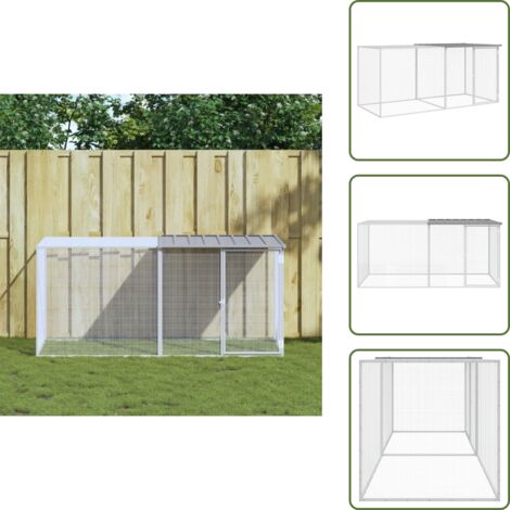 The Living Store Gallinero con techo acero galvanizado gris claro 203x98x90 cm - Gallinero con techo