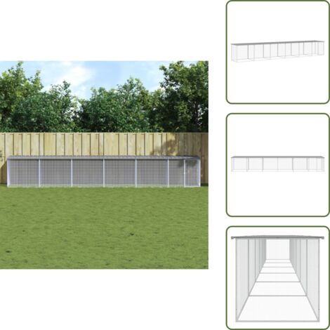 The Living Store Gallinero con techo acero galvanizado gris claro 603x98x90 cm - Gallinero con techo