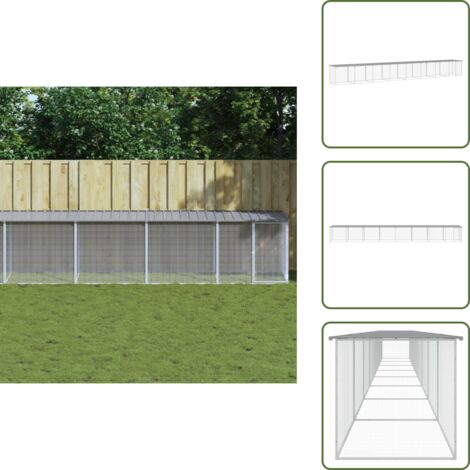 The Living Store Gallinero con techo acero galvanizado gris claro 803x98x90 cm - Gallinero con techo