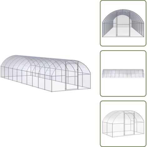 The Living Store Gallinero de exterior de acero galvanizado 3x10x2 m - Gallinero de acero
