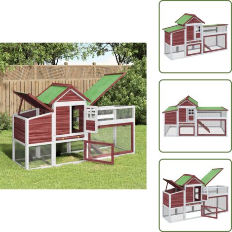 The Living Store Gallinero madera maciza de pino color moca 186,5x58,5x113 cm - Corral para gallinas