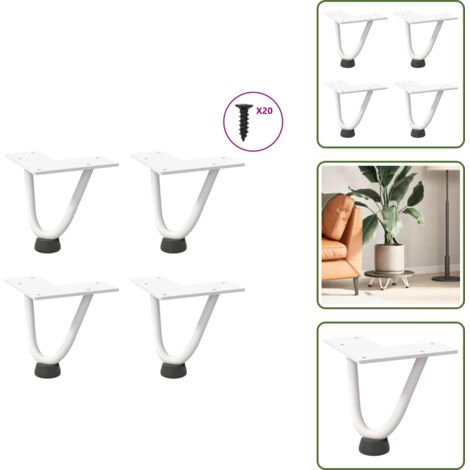 The Living Store Gambe a forcina per tavolino 4 pz bianche 10 cm in acciaio massiccio - Gambe a forcina