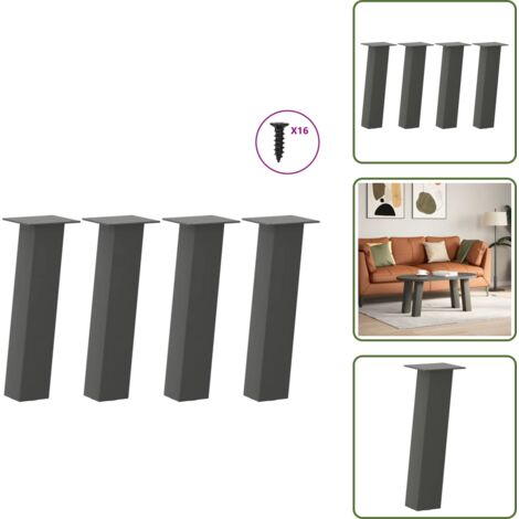 The Living Store Gambe per tavolino 4 pz Antracite 30 cm Acciaio - Gambe in acciaio