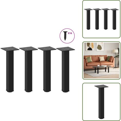 The Living Store Gambe per Tavolino da Caffè 4 pz Nere 42-44 cm Acciaio - Gambe in acciaio