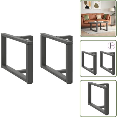 The Living Store Gambe per Tavolino da Caffè a Forma di T 2 pz Antracite 60x25x(42-43) cm Acciaio - Gambe in acciaio