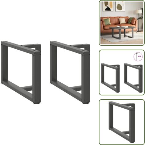 The Living Store Gambe per Tavolino da Caffè a Forma di T 2 pz Antracite 70x25x(42-43) cm Acciaio - Gambe in acciaio