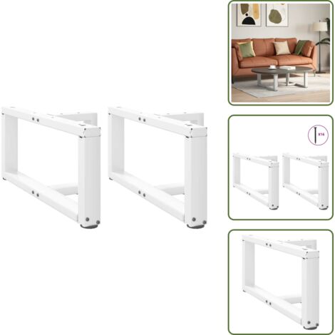 The Living Store Gambe per Tavolino da Caffè a Forma di T 2 pz Bianche 60x25x(30-31) cm Acciaio - Gambe in acciaio