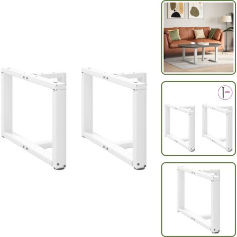 The Living Store Gambe per Tavolino da Caffè a Forma di T 2 pz Bianche 70x25x(42-43) cm Acciaio - Gambe in acciaio
