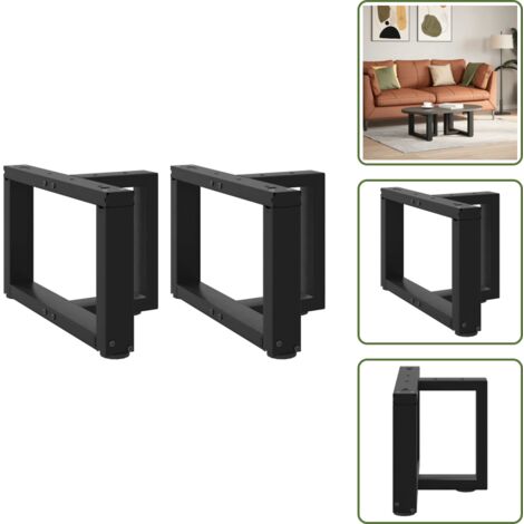 The Living Store Gambe per Tavolino da Caffè a Forma di T 2 pz Nere 40x25x(30-31) cm Acciaio - Gambe in acciaio