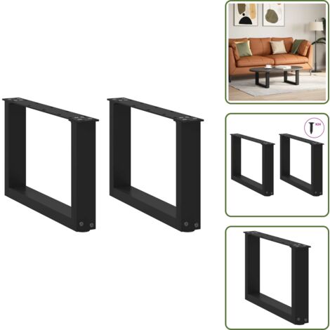 The Living Store Gambe per Tavolino da Caffè a Forma di U 2 pz Nere 50x(30-31) cm Acciaio - Gambe in acciaio