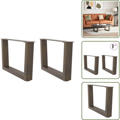 The Living Store Gambe per Tavolino da Caffè a Forma di V 2 pz Acciaio Naturale 50x(30-31,3) cm Acciaio - Gambe in acciaio
