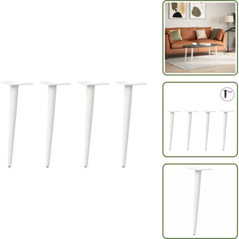 The Living Store Gambe per Tavolino da Caffè Forma Conica 4 pz Bianco 30-31 cm Acciaio - Gambe in acciaio