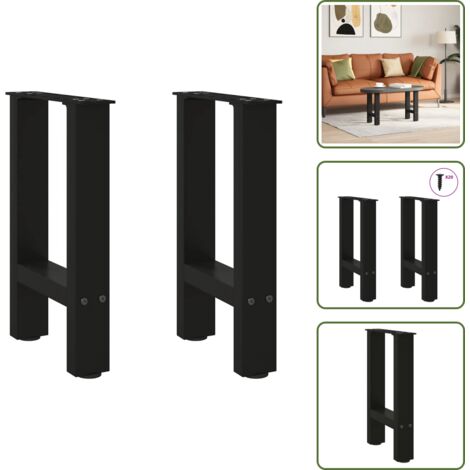 The Living Store Gambe per Tavolino da Caffè Nere 2 pz 38x(42-43) cm Acciaio - Gambe in acciaio