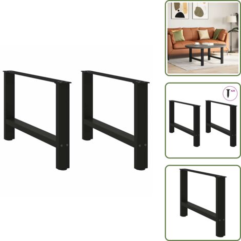 The Living Store Gambe per Tavolino da Caffè Nere 2 pz 70x(42-43) cm Acciaio - Gambe in acciaio