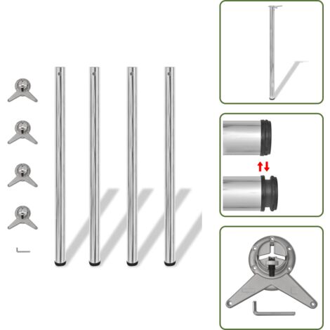 The Living Store Gambe per Tavolo 4 pz Altezza Regolabile Cromate 1100 mm - Gambe regolabili