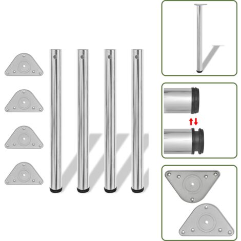 The Living Store Gambe per Tavolo 4 pz Altezza Regolabile Cromate 710 mm - Gambe regolabili