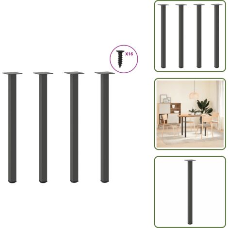 The Living Store Gambe per tavolo consolle 4 pz Antracite 72-74 cm Acciaio - Gambe in acciaio