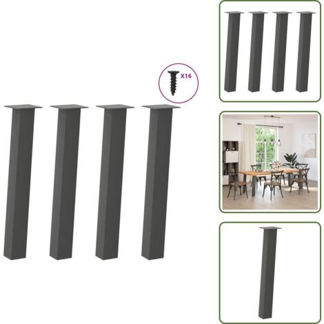 The Living Store Gambe per tavolo consolle 4 pz Antracite 72 cm Acciaio - Gambe in acciaio