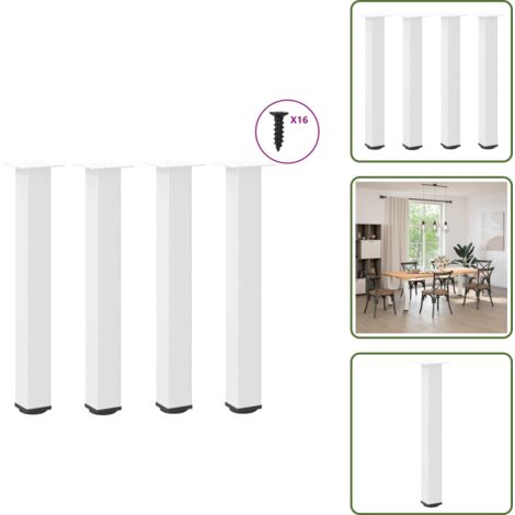 The Living Store Gambe per tavolo consolle 4 pz Bianche 72-74 cm Acciaio - Gambe in acciaio