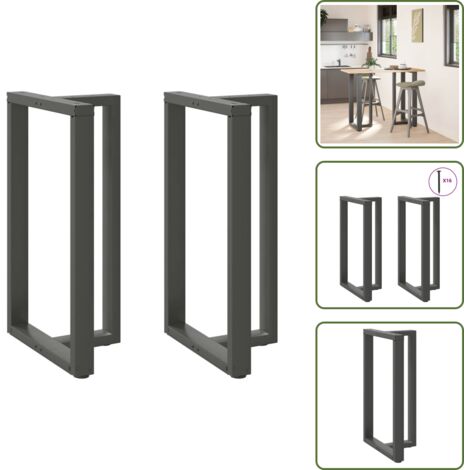The Living Store Gambe per tavolo da bar a forma di T 2 pz Antracite 60x35x(100-101) cm Acciaio - Gambe in acciaio