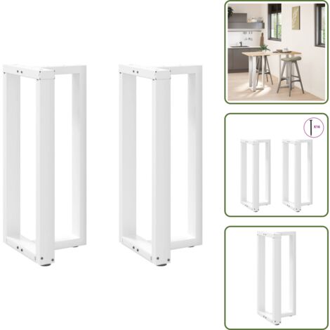The Living Store Gambe per tavolo da bar a forma di T 2 pz bianche 50x35x(90-91) cm in acciaio - Gambe in acciaio