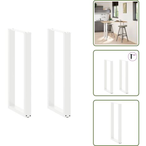 The Living Store Gambe per tavolo da bar a forma di U 2 pz bianche 50x(100-101) cm in acciaio - Tavolo da bar