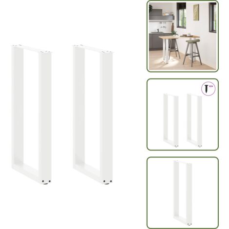 The Living Store Gambe per tavolo da bar a forma di U 2 pz bianche 50x(90-91) cm in acciaio - Tavolo da bar