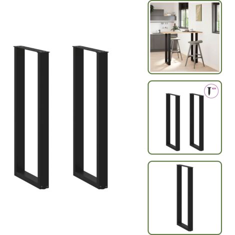 The Living Store Gambe per tavolo da bar a forma di U 2 pz nere 50x(110-111) cm in acciaio - Tavolo da bar