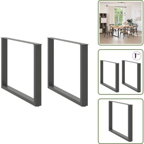 The Living Store Gambe per tavolo da pranzo a forma di U 2 pz Antracite 100x(72-73) cm Acciaio - Gambe in acciaio