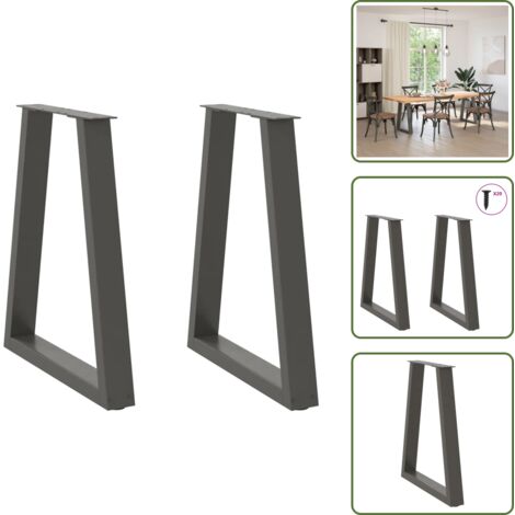 The Living Store Gambe per tavolo da pranzo a forma di V 2 pz Antracite 60x(72-73,3) cm Acciaio - Gambe in acciaio