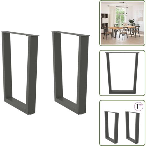 The Living Store Gambe per tavolo da pranzo a forma di V 2 pz Antracite 60x(72-73,3) cm Acciaio - Gambe in acciaio