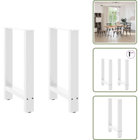 The Living Store Gambe per tavolo da pranzo bianche 2 pz 60x(72-73) cm in acciaio - Gambe in acciaio