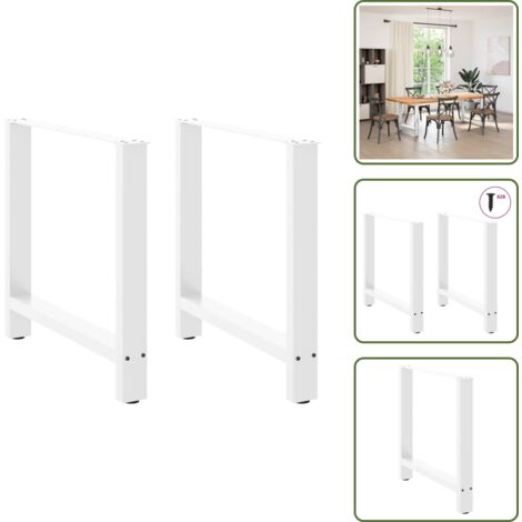 The Living Store Gambe per tavolo da pranzo bianche 2 pz 80x(72-73) cm in acciaio - Gambe in acciaio