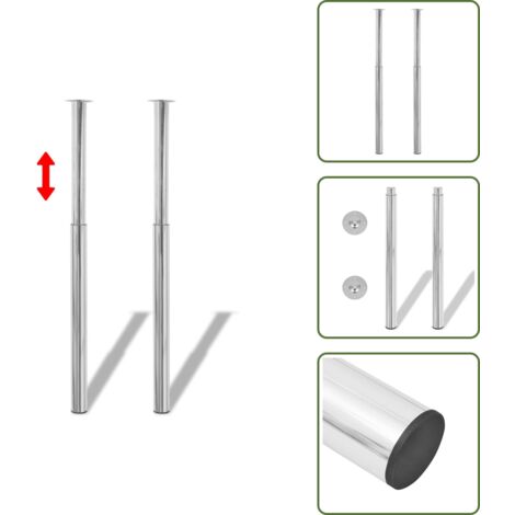 The Living Store Gambe Telescopiche per Tavolo 2 pz Cromate 710 mm-1100 mm - Gambe telescopiche