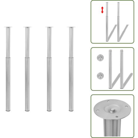 The Living Store Gambe Telescopiche per Tavolo 4 pz Acciaio Inossidabile 710-1100mm - Gambe telescopiche