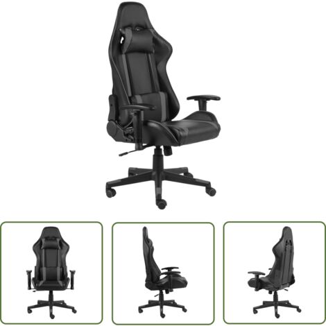 The Living Store Gaming-Stuhl Drehbar Grau PVC - Gaming Stuhl - PC Stuhl - Gamer Chair - Schreibtischstuhl - Ergonomischer Stuhl