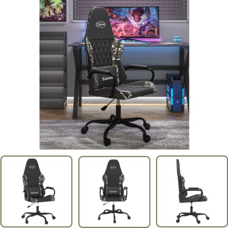 The Living Store Gaming-Stuhl mit Massagefunktion Schwarz Tarnfarben Kunstleder - Gaming-Stuhl - Gamer Chair - Bürostuhl - Schreibtischstuhl - Ergonomischer Stuhl