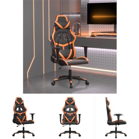 The Living Store Gaming-Stuhl mit Massagefunktion Schwarz und Orange Kunstleder - Gaming-Sessel