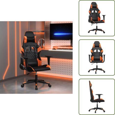 The Living Store Gaming-Stuhl mit Massagefunktion Schwarz und Orange Kunstleder - Massagestuhl