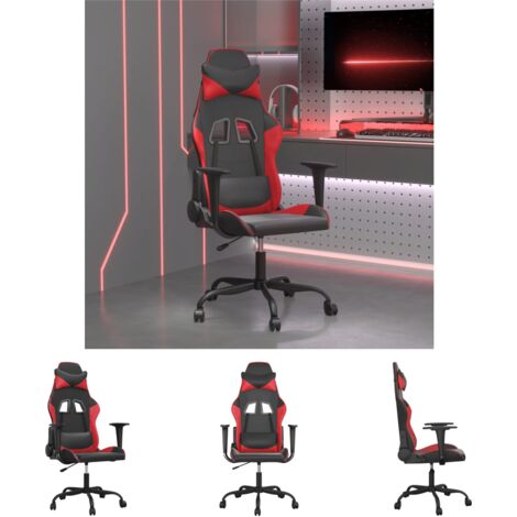 The Living Store Gaming-Stuhl mit Massagefunktion Schwarz und Rot Kunstleder -  Gaming-Sessel