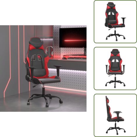 The Living Store Gaming-Stuhl mit Massagefunktion Schwarz und Rot Kunstleder - Massagestuhl