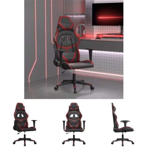 The Living Store Gaming-Stuhl mit Massagefunktion Schwarz und Weinrot Kunstleder -  Gaming-Sessel